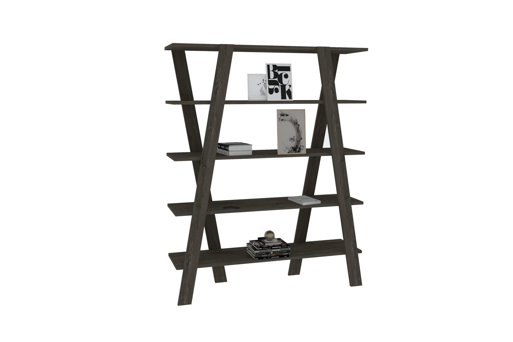 Estante de livros – 120 cm x 150 cm x 25 cm – Preto – Painel de partículas revestido a melamina