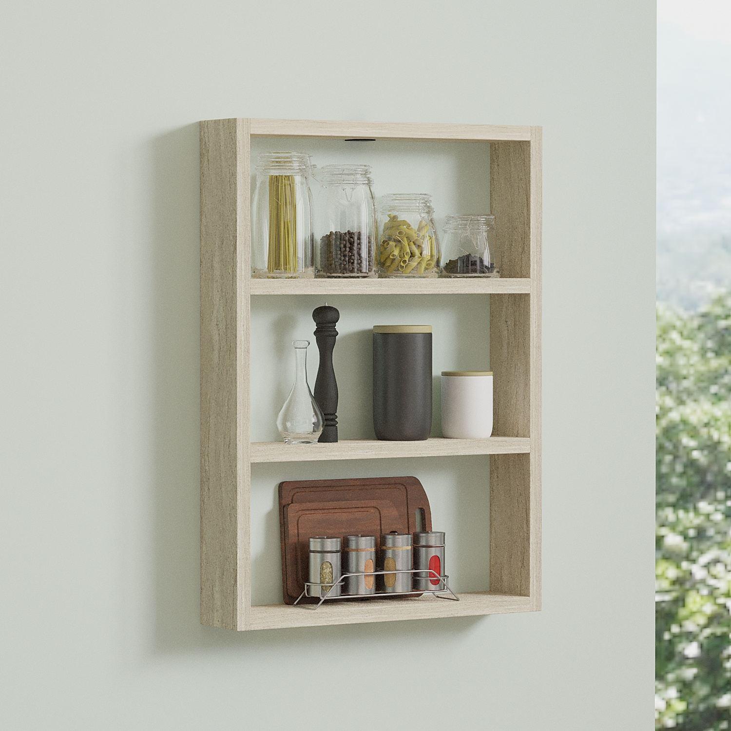 Prateleira de Parede – 43,2 cm x 60 cm x 9 cm – Travertino – MDF