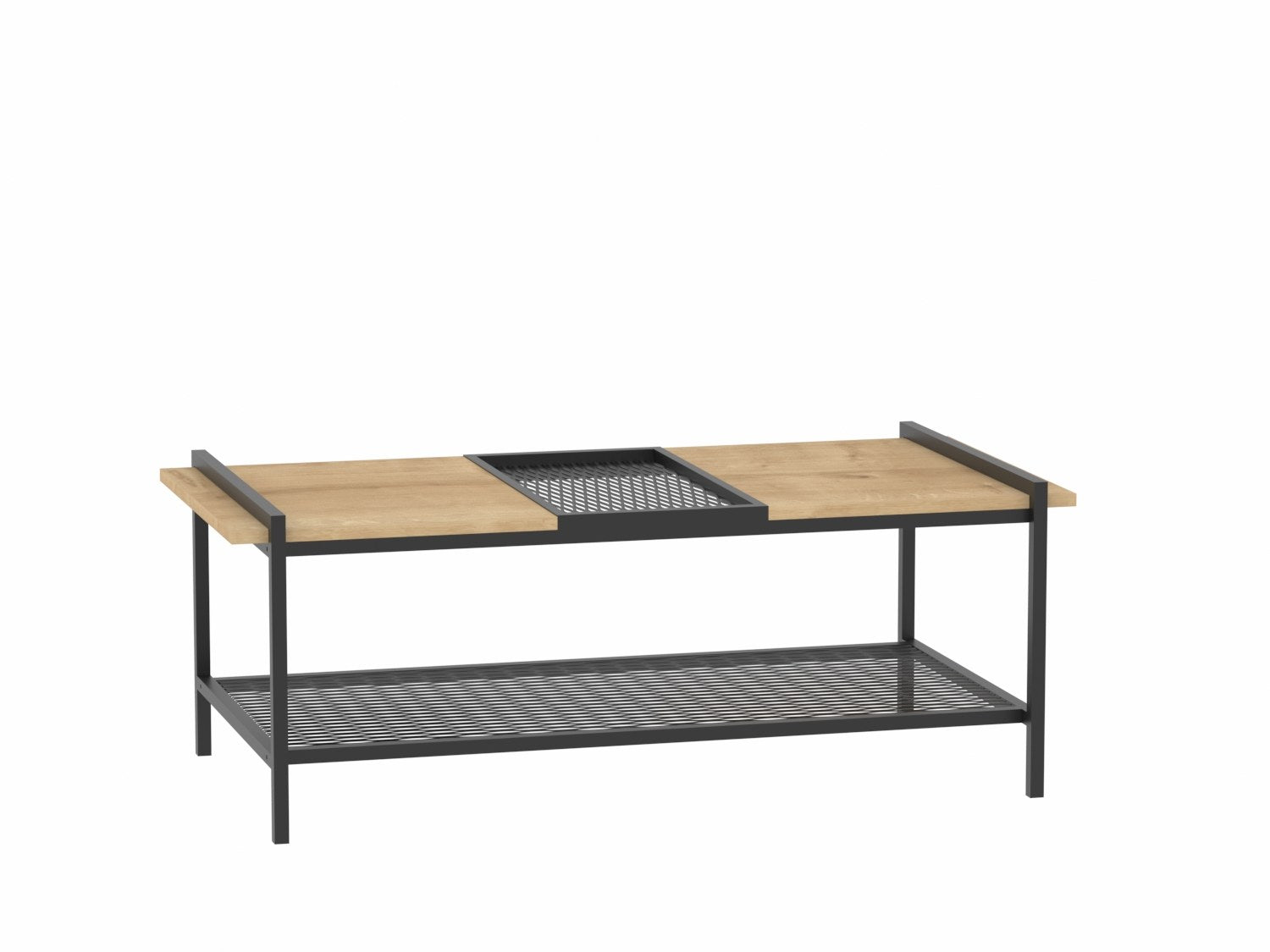 Mesa de Centro – 120 cm x 45 cm x 56 cm – Preto e Nogueira – Painéis de partículas revestidos a melamina
