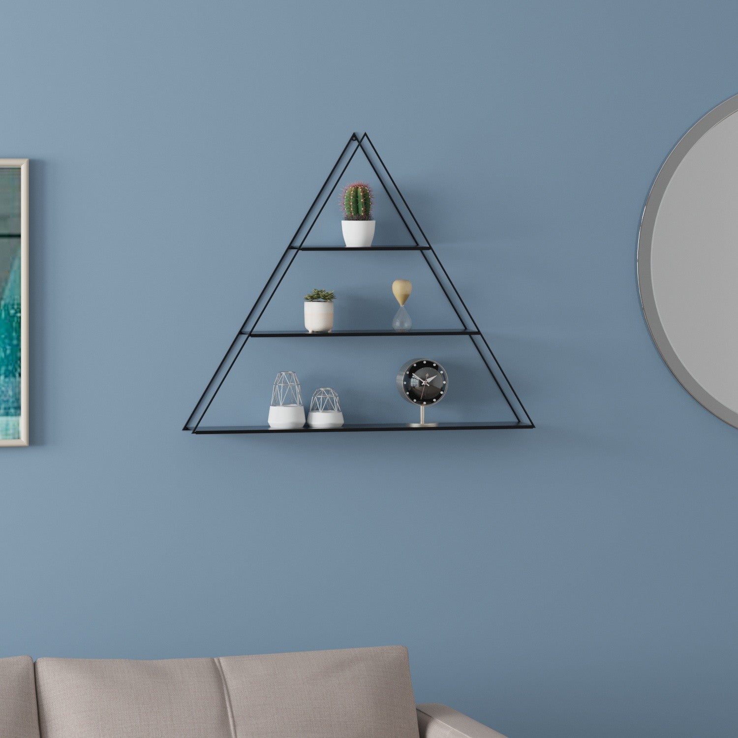 Prateleira de parede – 60 cm x 9 cm x 70 cm – Preto – Metal