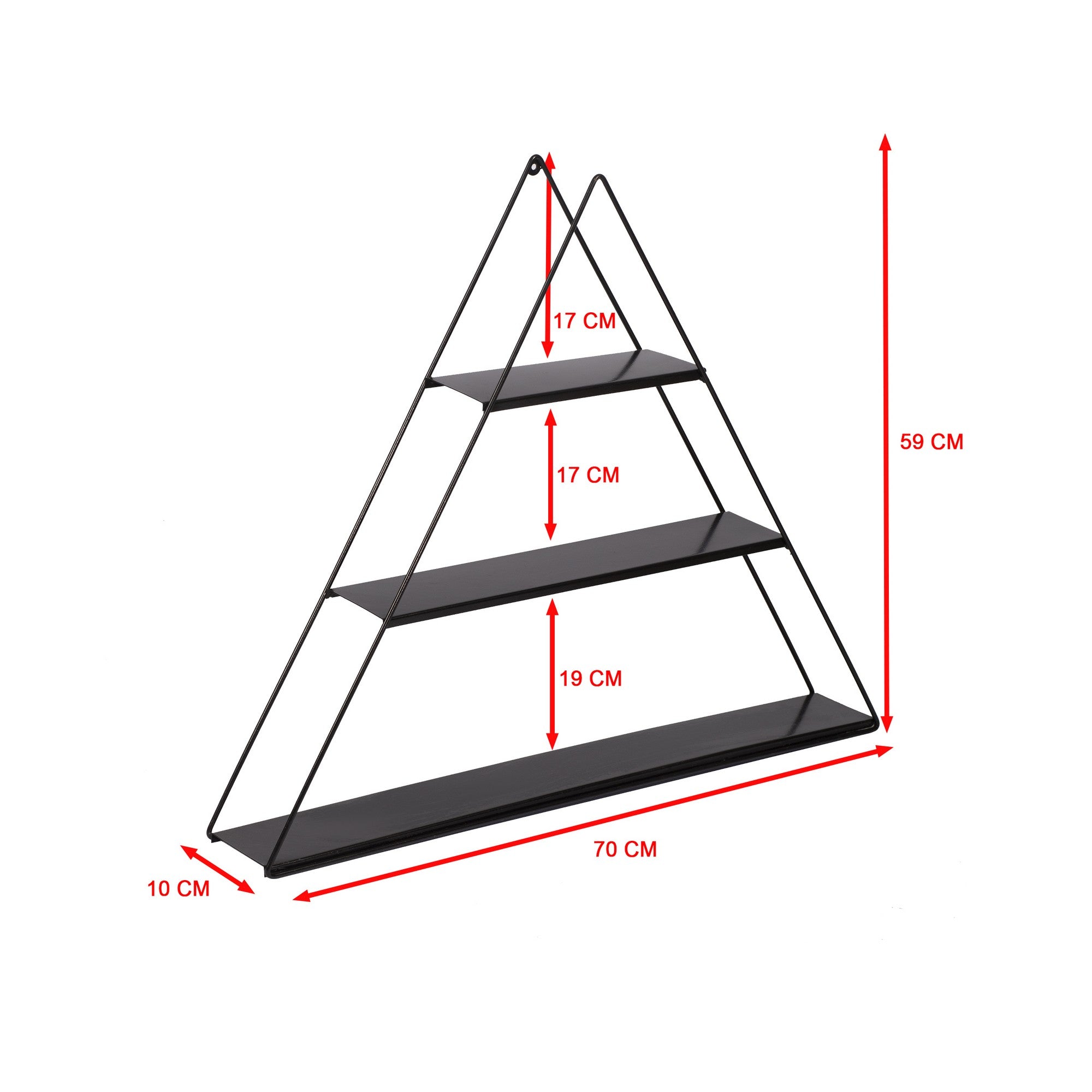 Prateleira de parede – 60 cm x 9 cm x 70 cm – Preto – Metal