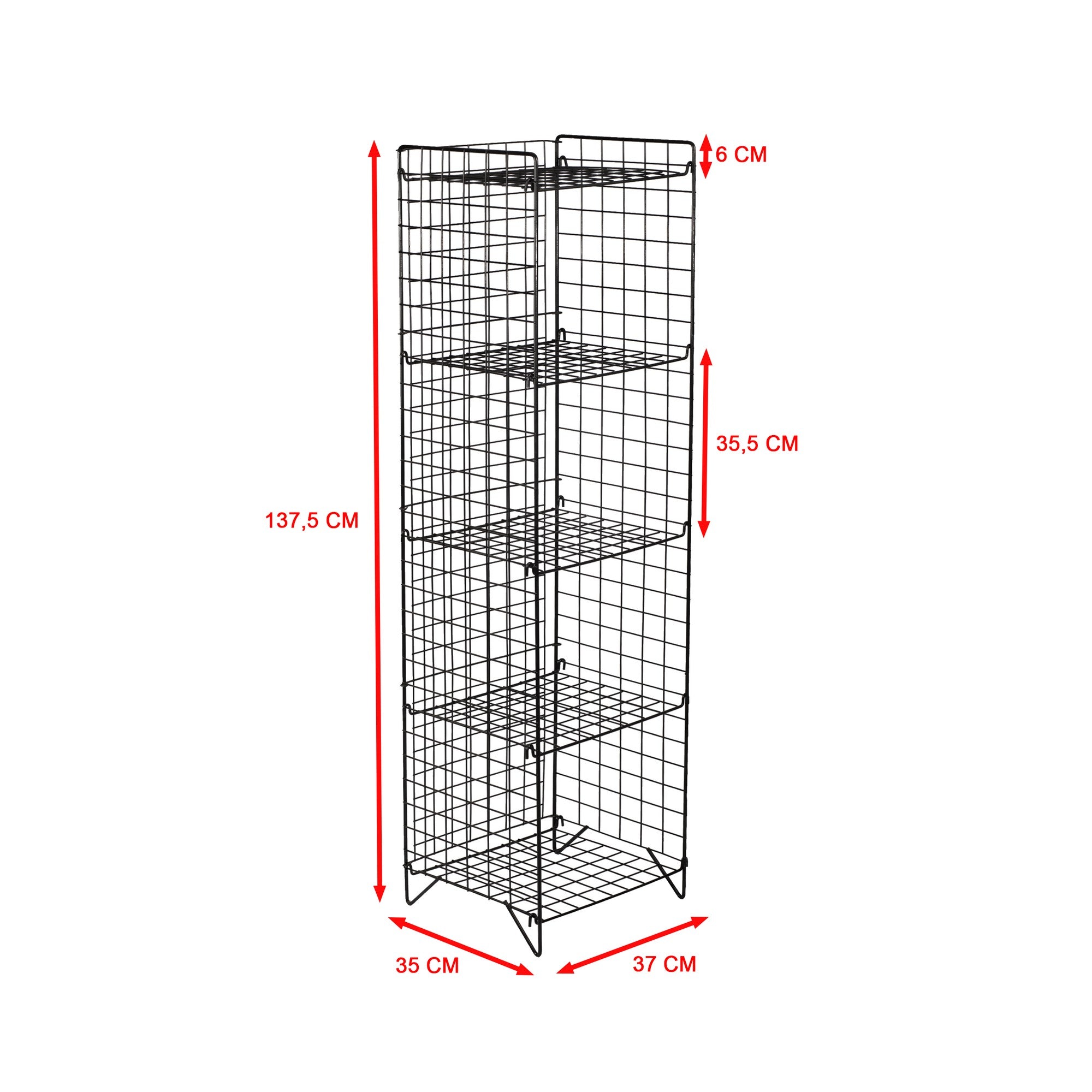 Estante de livros – 137.5cm x 37cm x 35cm – Preto – Metal