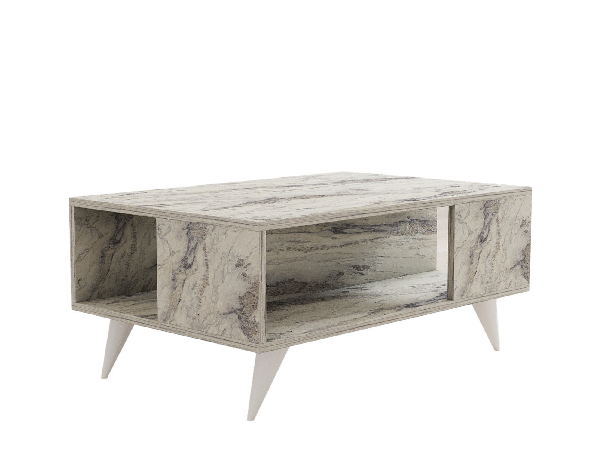 Mesa de Centro – 90 cm x 39,5 cm x 60 cm – Mármore Freésia – Painéis de partículas revestidos a melamina