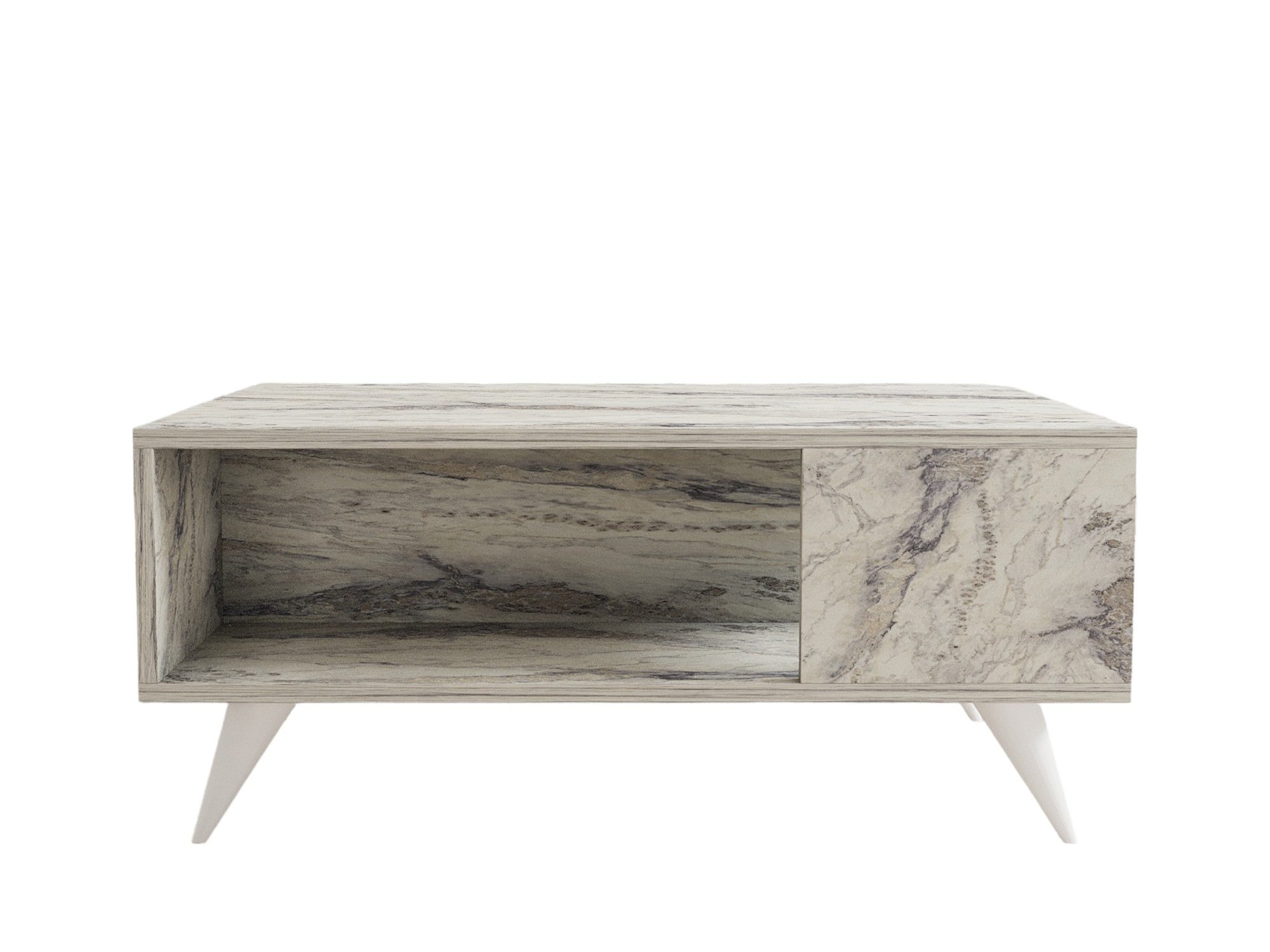 Mesa de Centro – 90 cm x 39,5 cm x 60 cm – Mármore Freésia – Painéis de partículas revestidos a melamina