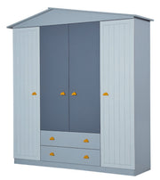Guarda-roupa de 4 portas – 192cm x 210cm x 57cm – Cinza – MDF