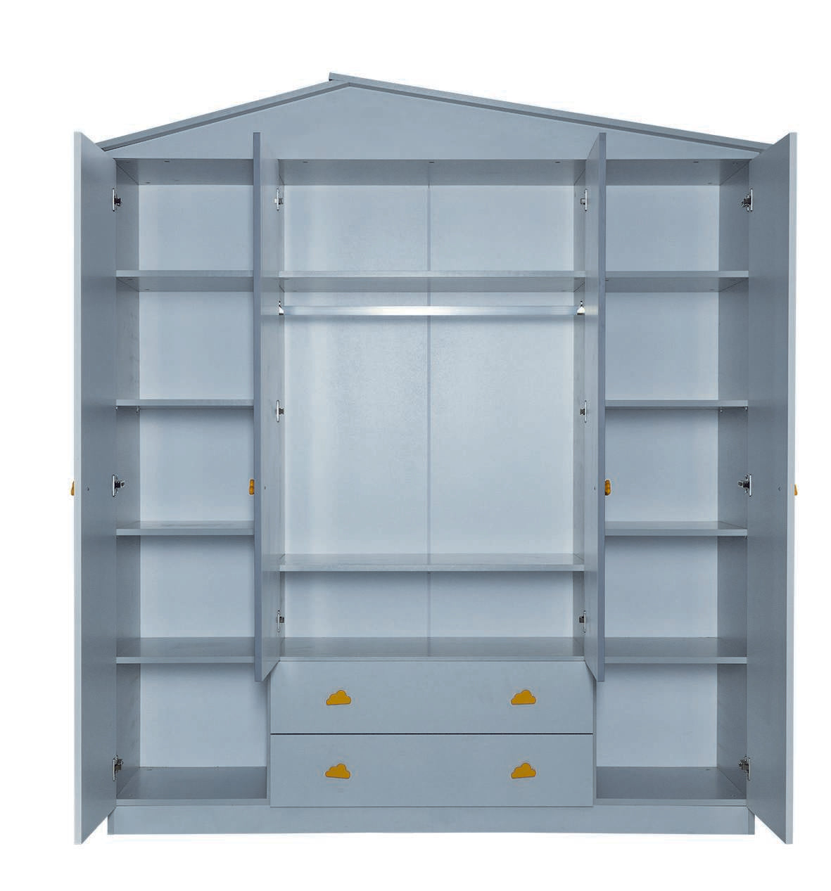Guarda-roupa de 4 portas – 192cm x 210cm x 57cm – Cinza – MDF