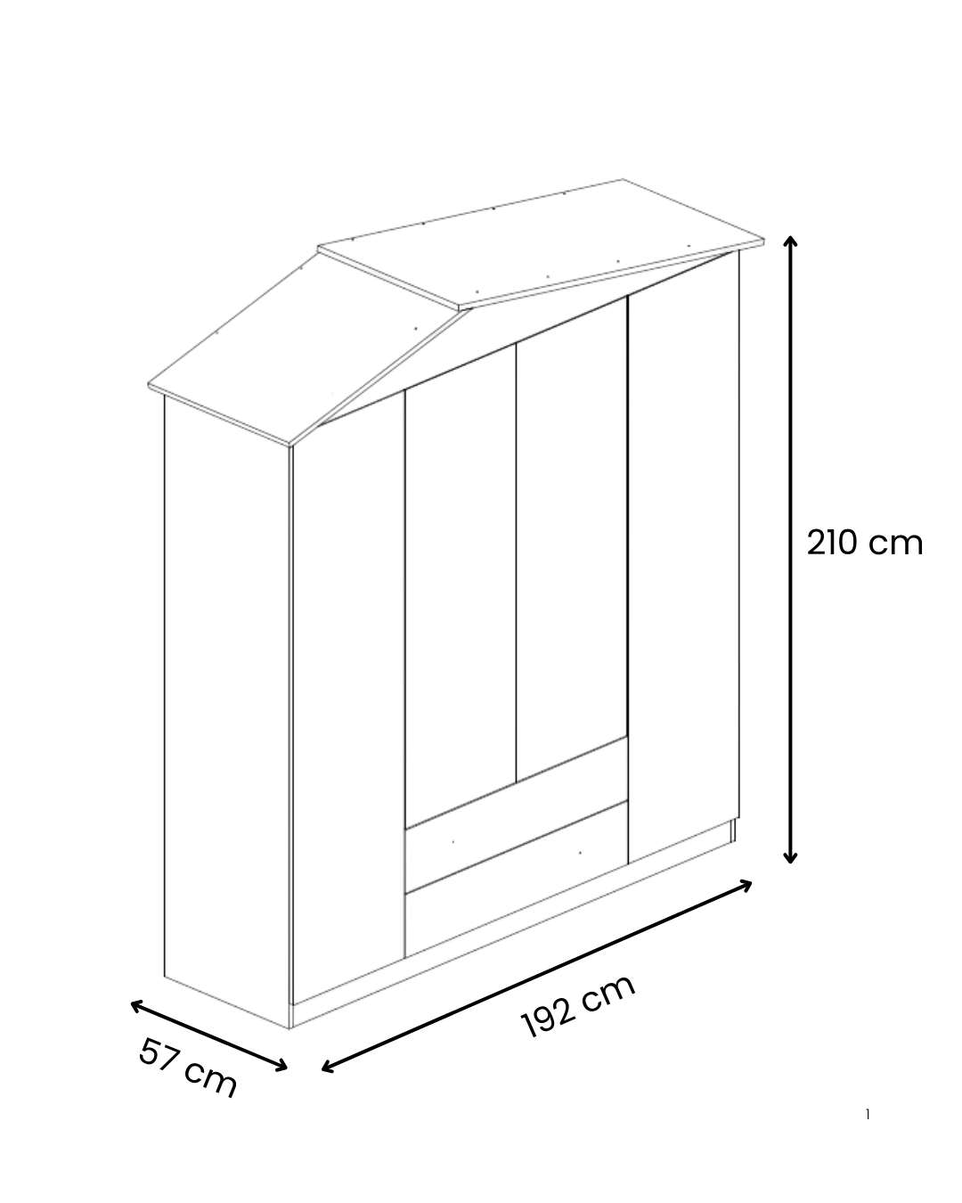 Guarda-roupa de 4 portas – 192cm x 210cm x 57cm – Cinza – MDF