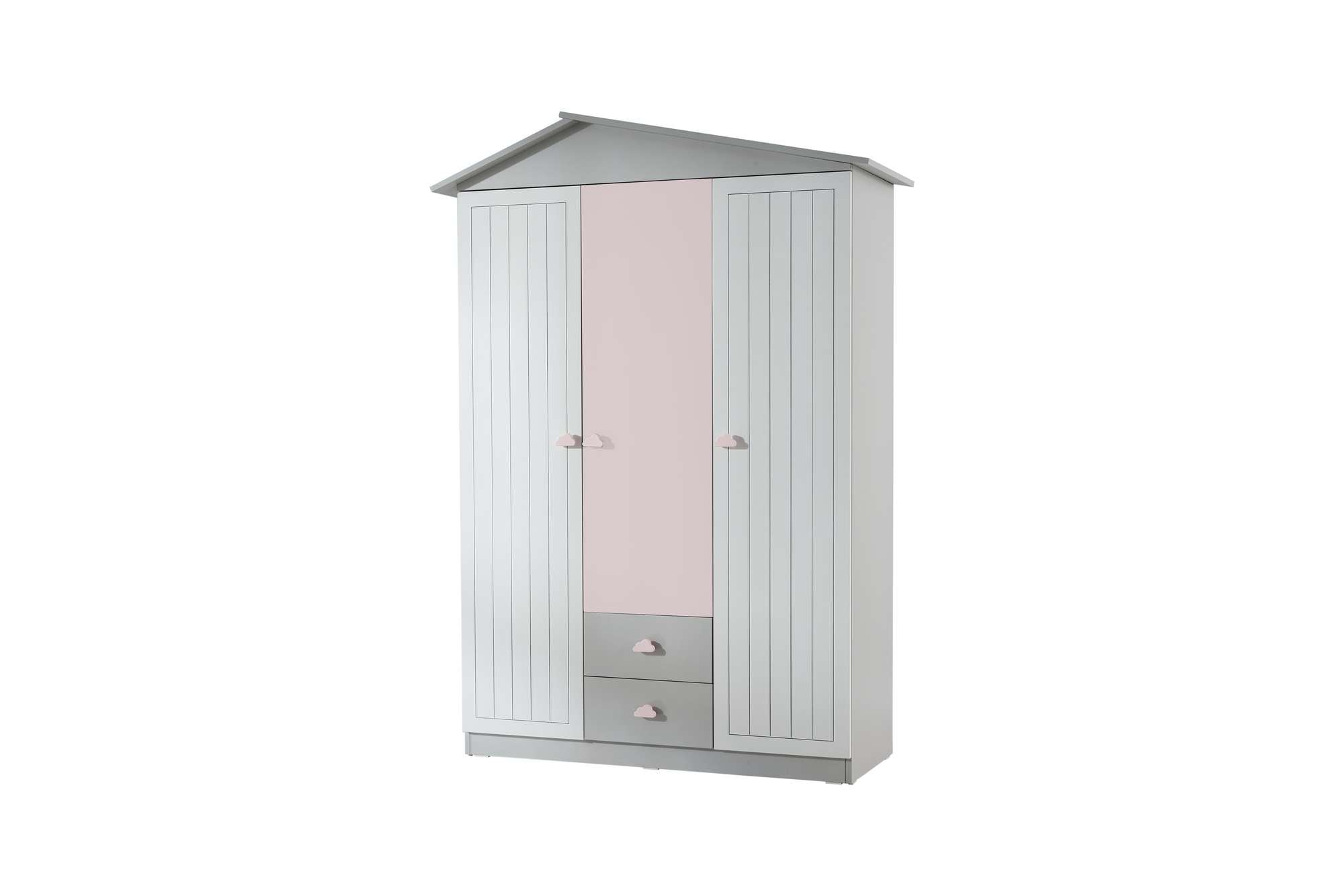 Guarda-roupa – 130cm x 204cm x 57cm – Rosa e Cinza – Painel de Partículas Revestido de Melamina