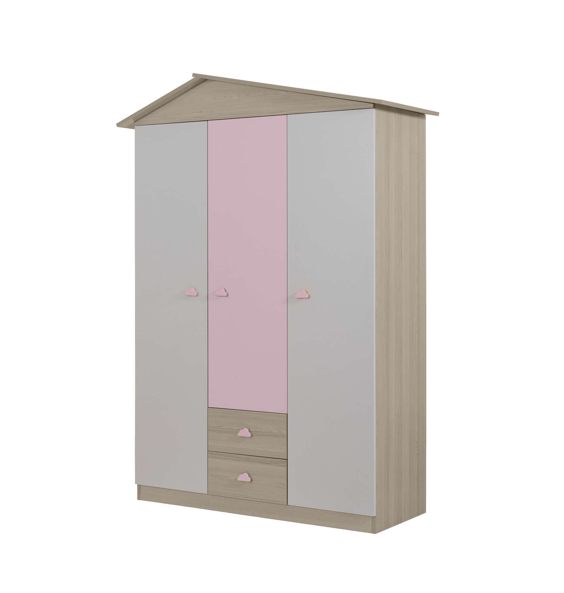 Guarda-Roupa – 130cm x 204cm x 57cm – Rosa – Painel de partículas