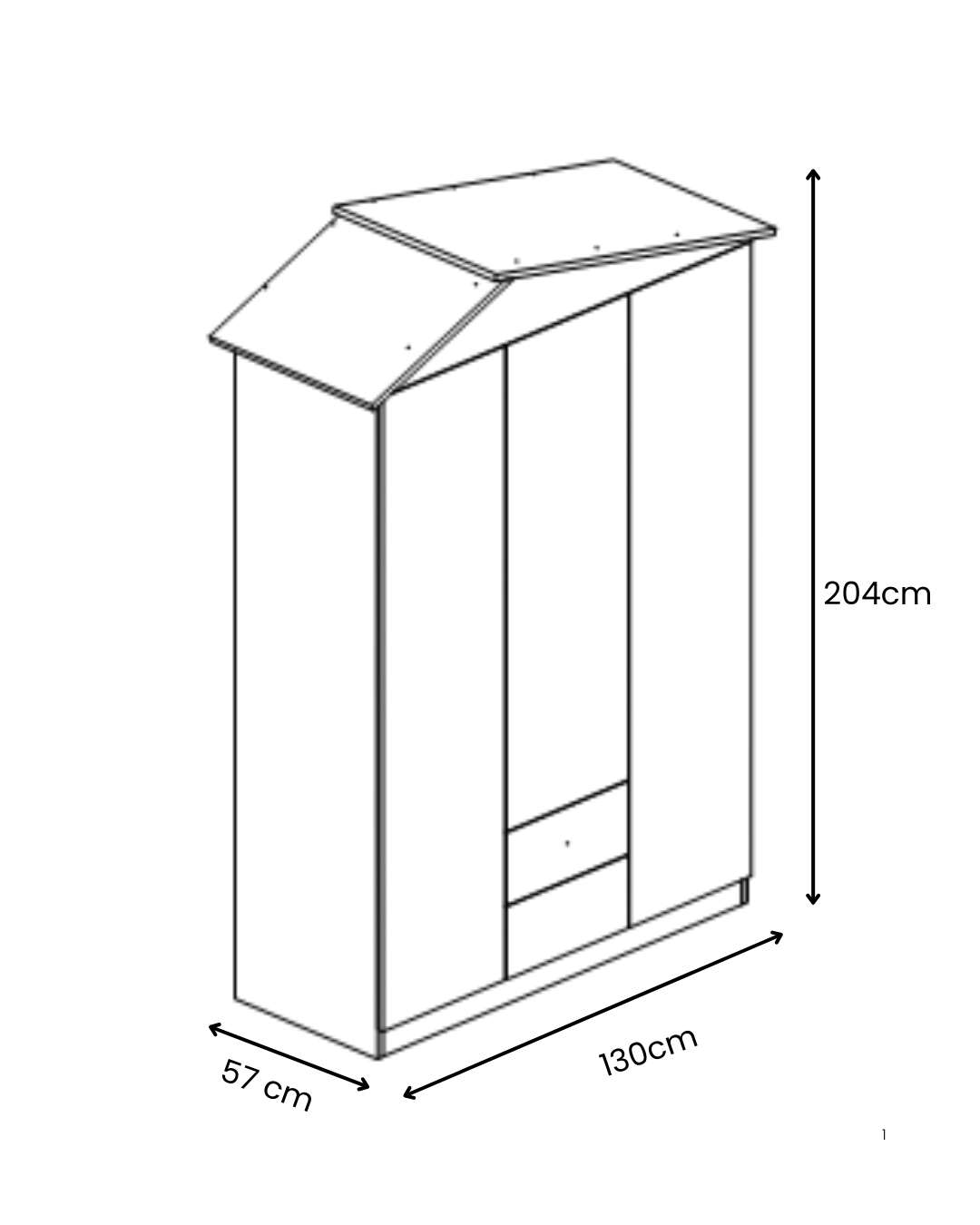 Guarda-roupa – 130cm x 204cm x 57cm – Verde – Painel de partículas revestido em melamina