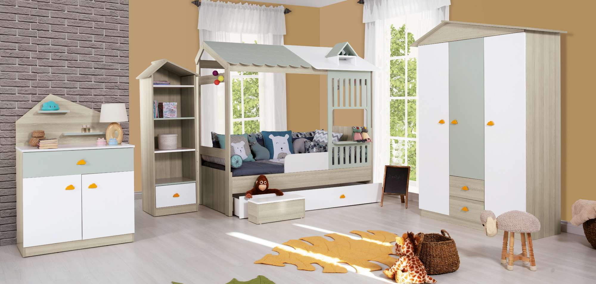 Secretária de Estudo – 112cm x 149cm x 62cm – Verde – MDF
