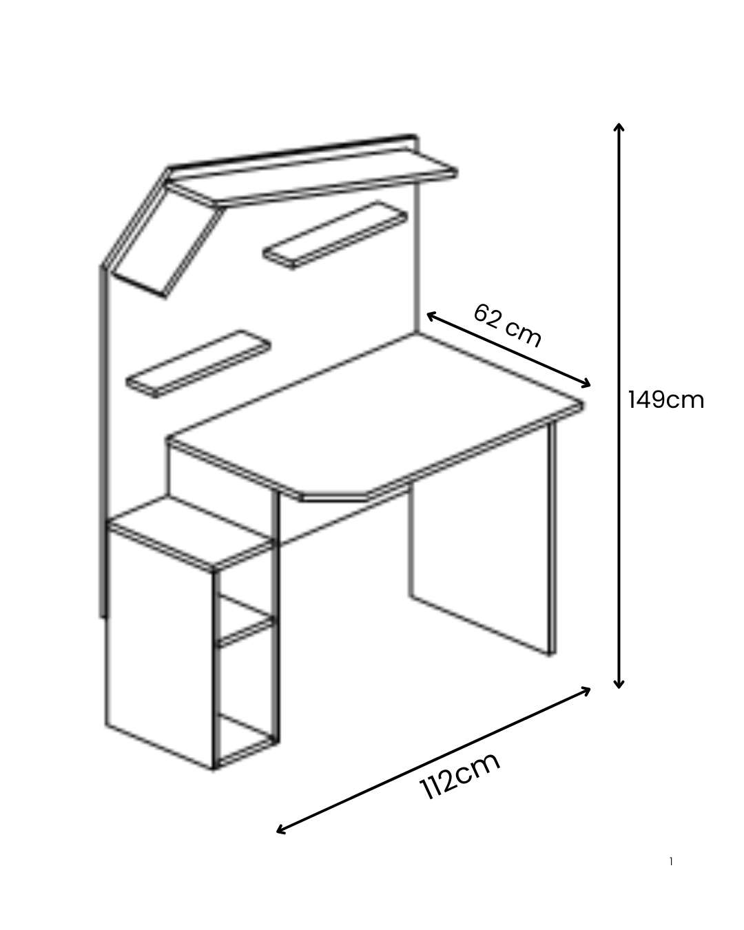 Secretária de Estudo – 112cm x 149cm x 62cm – Verde – MDF