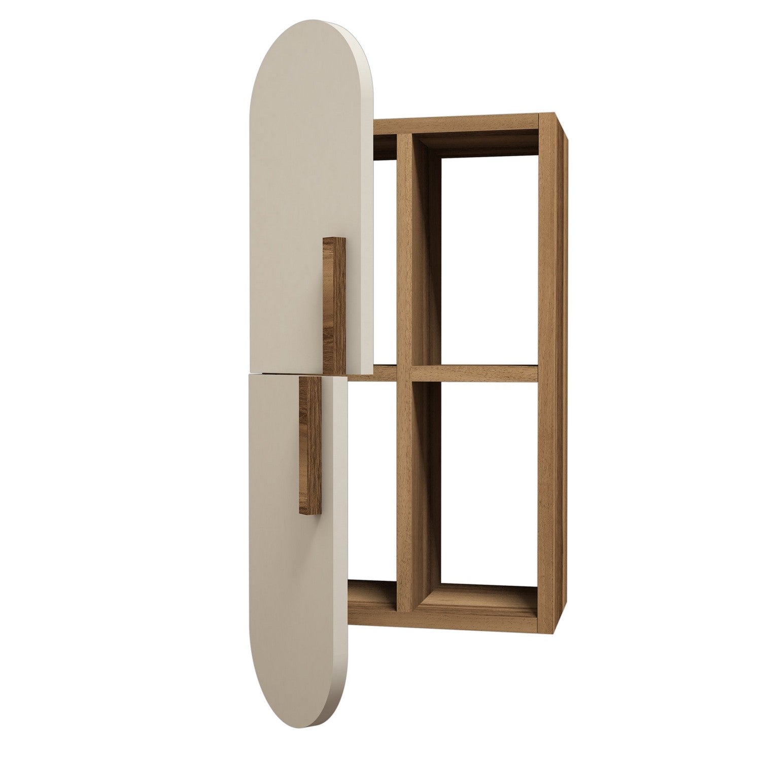 Prateleira de parede moderna – 35 x 60 x 22 cm – Nogueira e Creme – Painel de partículas revestido a melamina