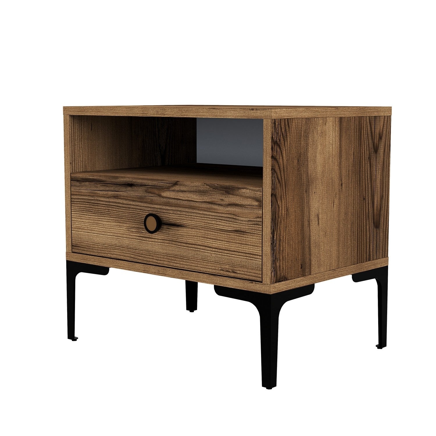 Mesa de Cabeceira Moderna – 56 x 50,8 x 40 cm – Nogueira – Painéis de Partículas revestidos a Melamina