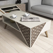 Mesa de Centro Moderna – 105 x 58 x 40 cm – Cor Creme – Painel de Partículas Revestido a Melamina