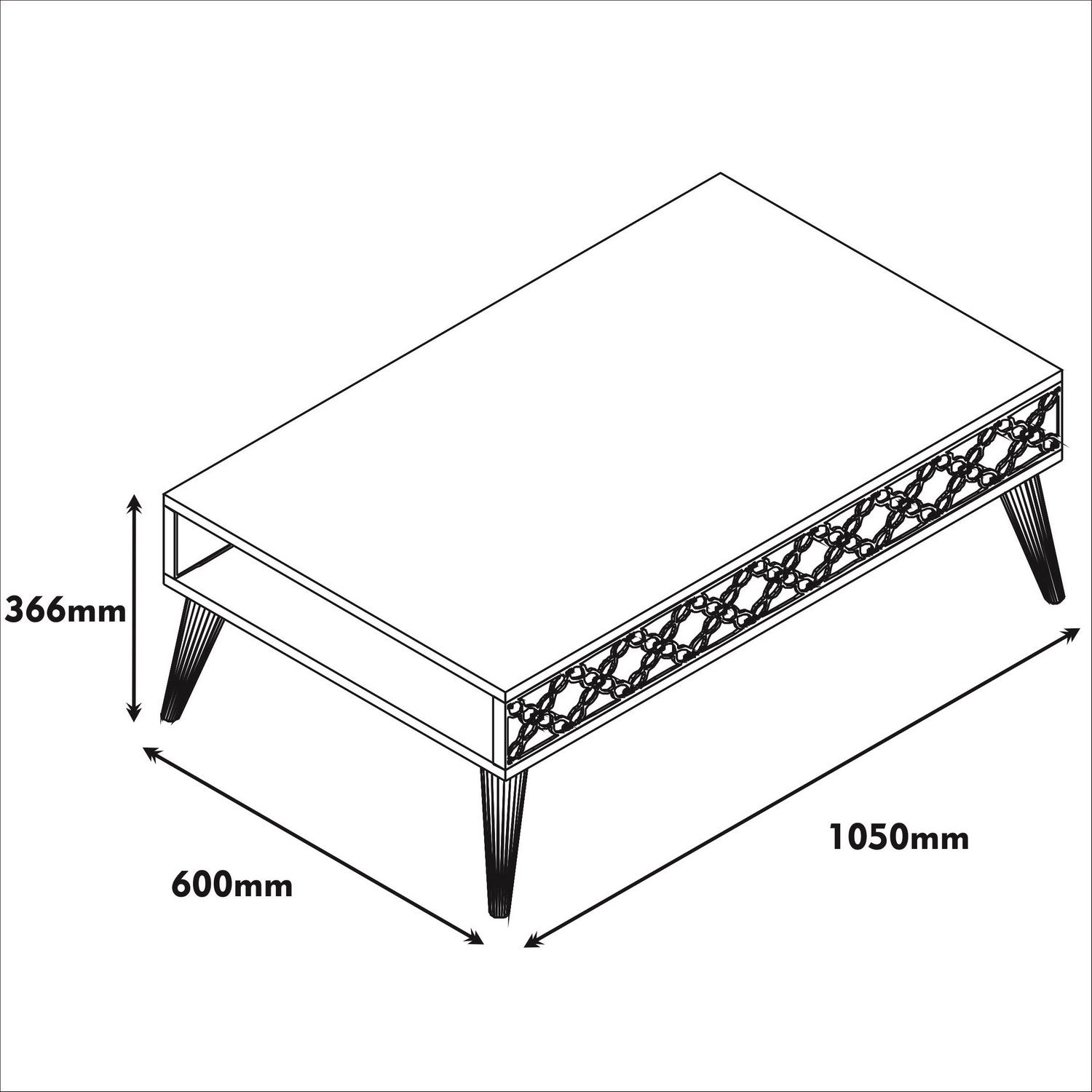 Mesa de Centro Moderna – 105 x 60 x 36,6 cm – Nogueira e Branco – Painel de Partículas revestido a Melamina
