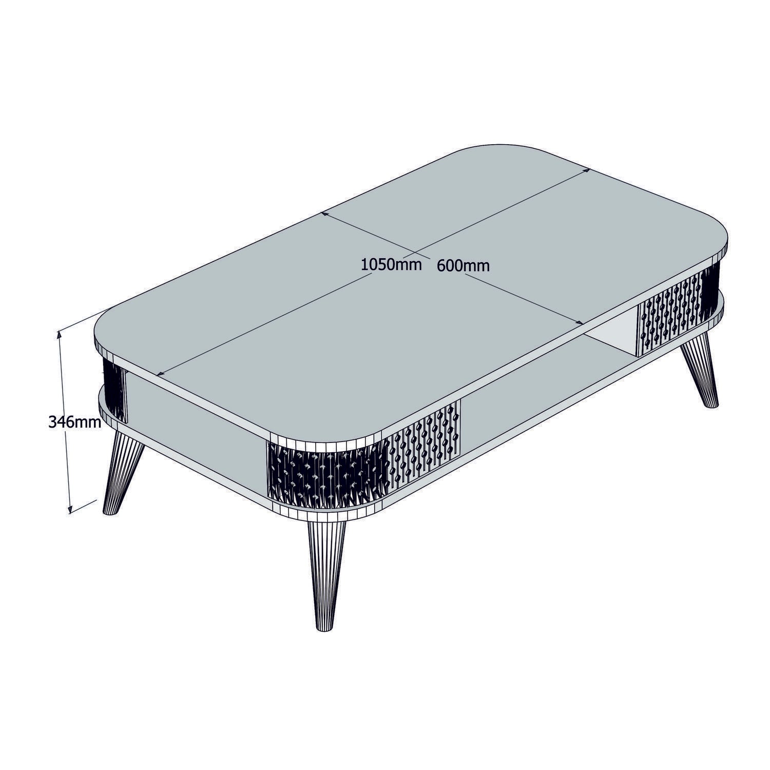 Mesa de Centro Moderna – 105 cm x 60 cm x 34,6 cm – Nogueira – Painel de Partículas 100% Revestido em Melamina