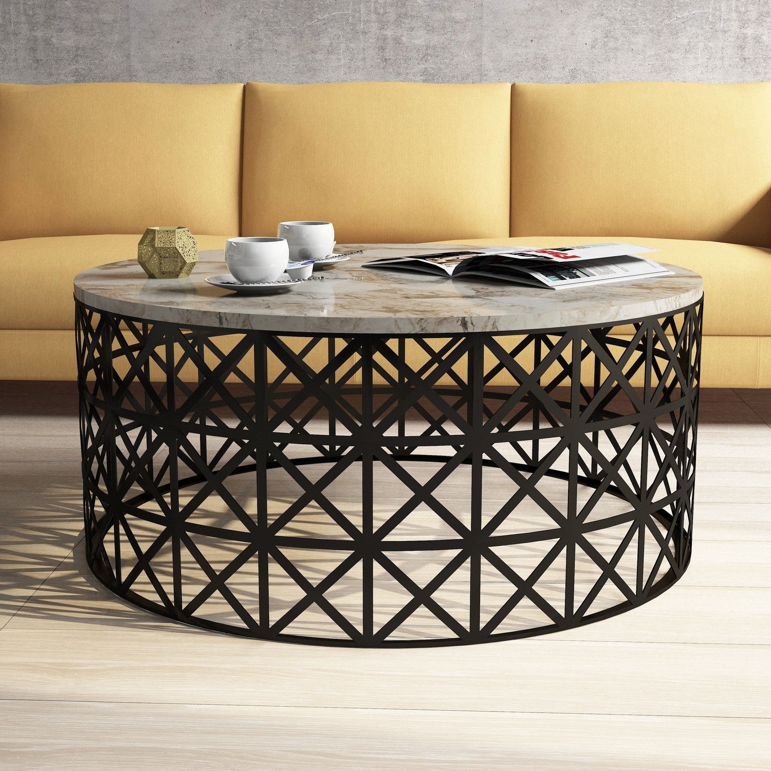 Mesa de Centro Moderna – 90 x 38 x 90 cm – Branca – Painel de Partículas revestido a Melamina