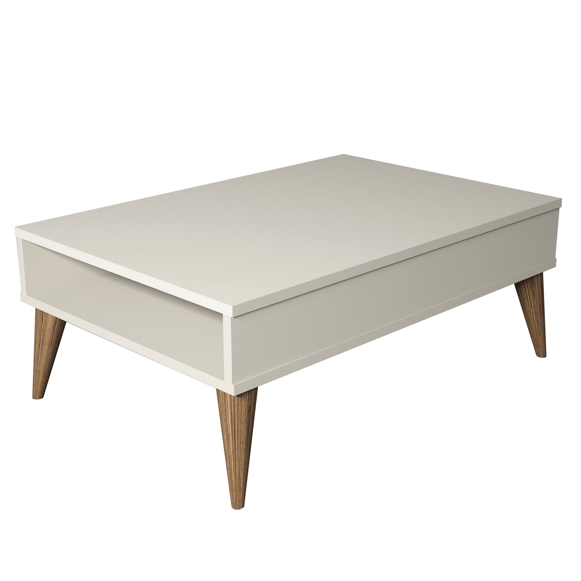 Mesa de Centro Moderna – 90 x 60 x 34,6 cm – Creme – Painel de Partículas revestido a Melamina