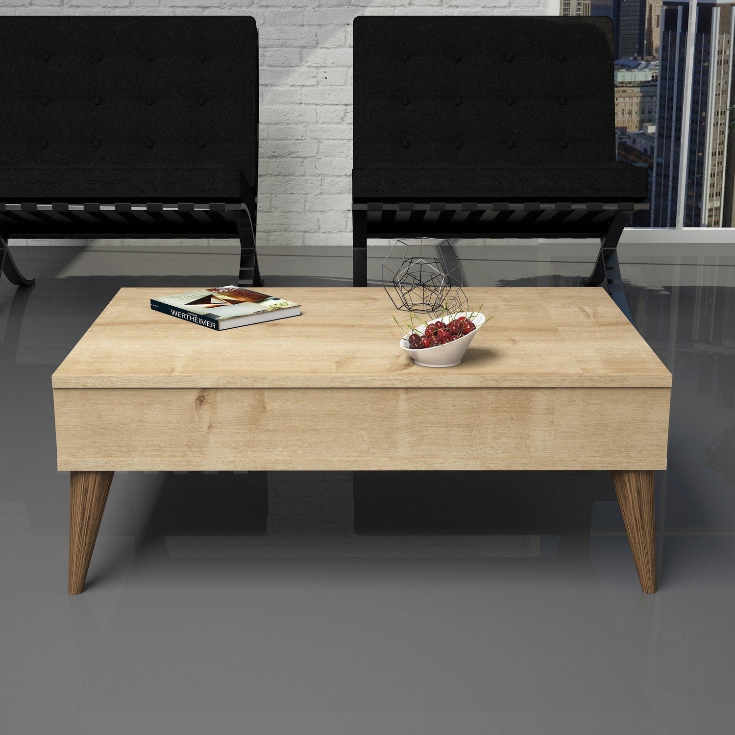 Mesa de Centro – 90 x 60 x 34,6 cm – Carvalho – Painel de Partículas revestido a Melamina