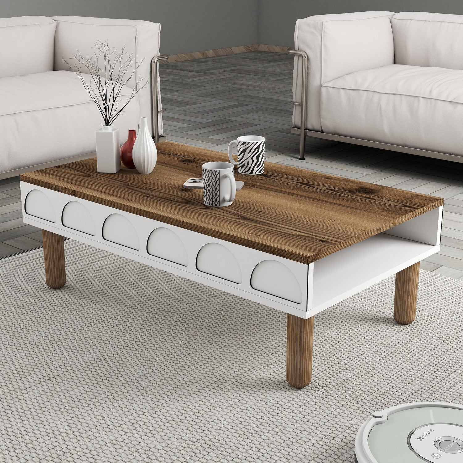 Mesa de Centro – 180cm x 35.6cm x 60cm – Branco – Painel de partículas