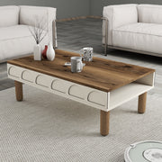Mesa de Centro – 180cm x 35.6cm x 60cm – Creme – Painéis de Partículas Revestidos a Melamina
