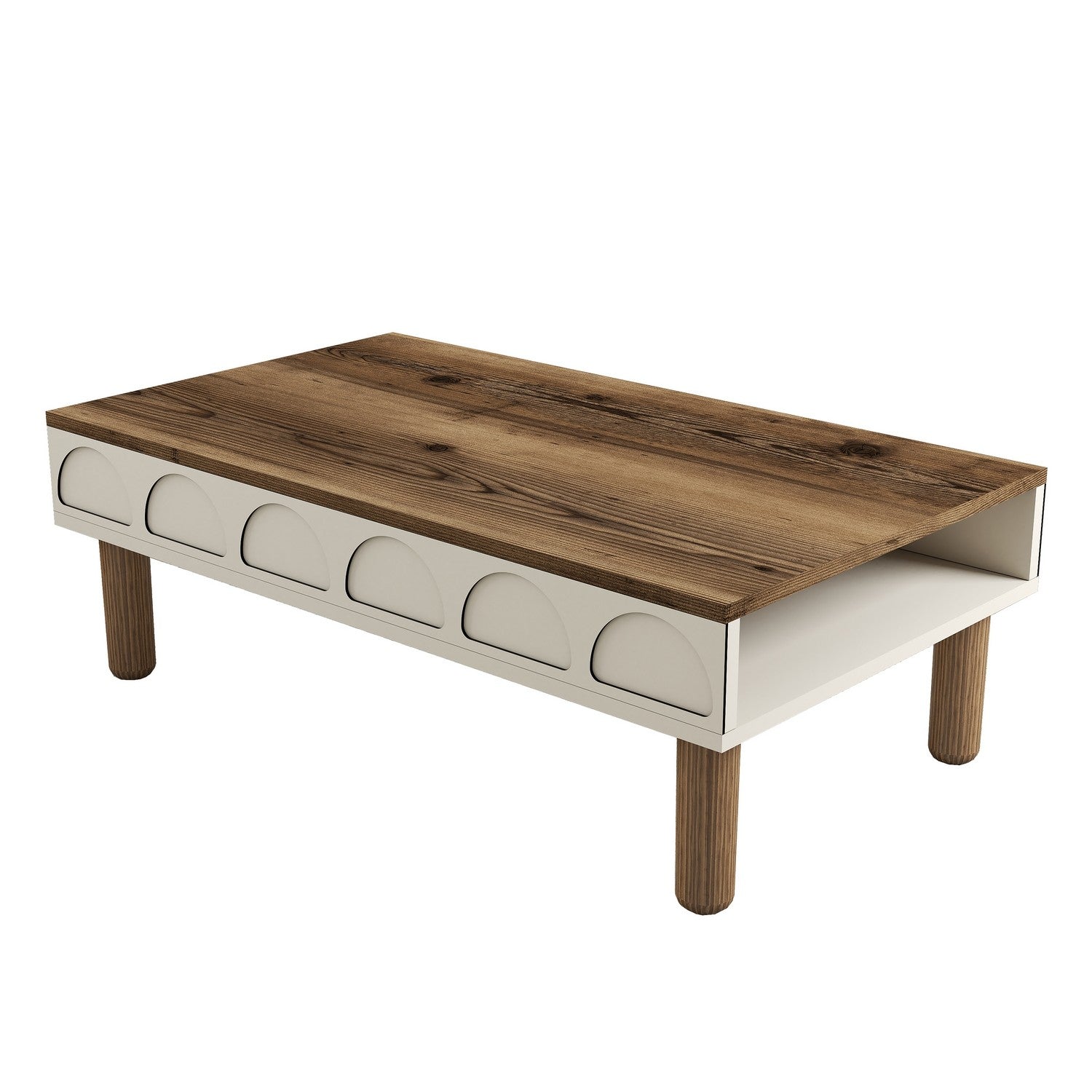 Mesa de Centro – 180cm x 35.6cm x 60cm – Creme – Painéis de Partículas Revestidos a Melamina