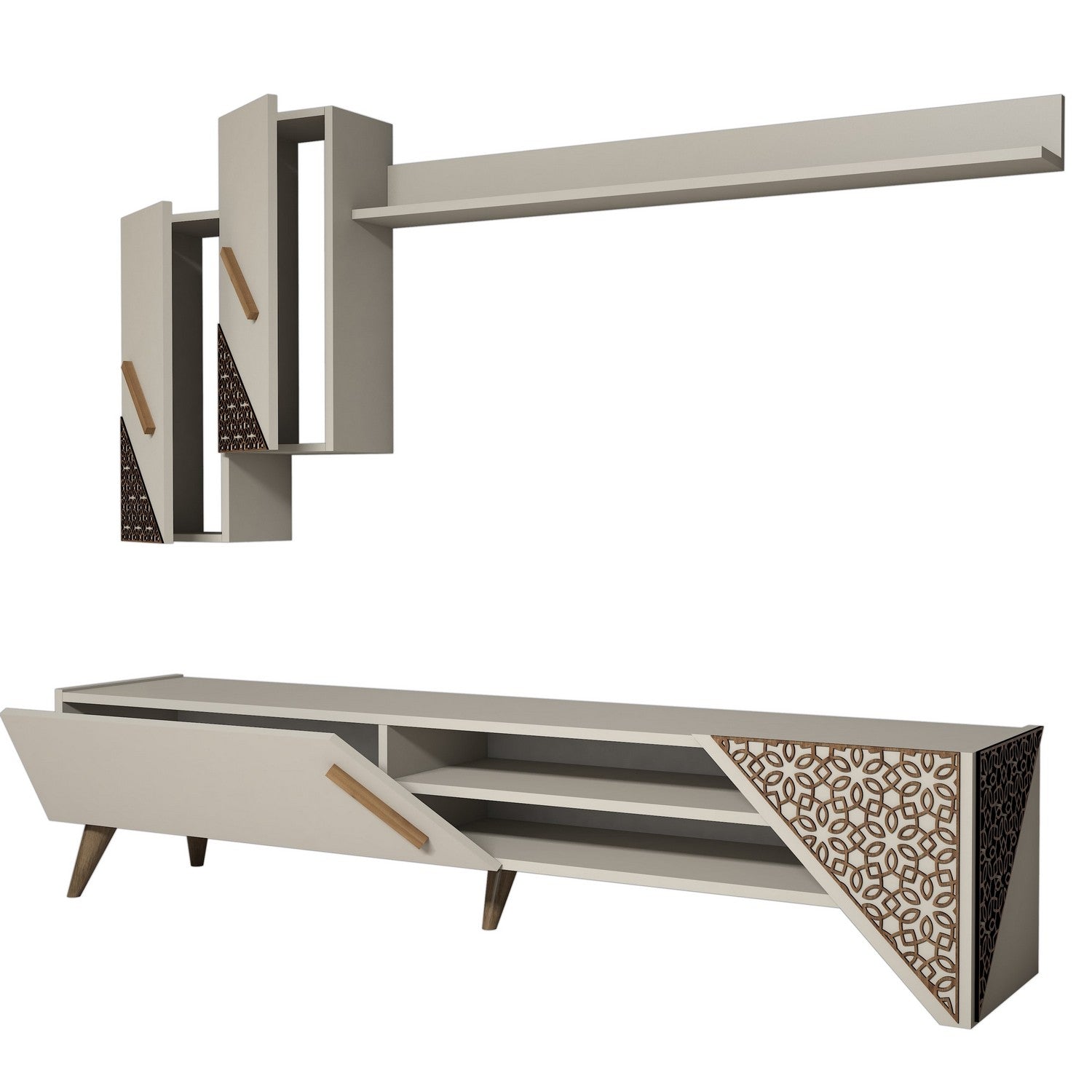 Móvel de TV moderno – 180 cm – creme – melamina