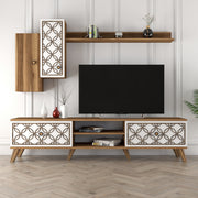 Móvel de TV moderno – 180 x 44 x 35 cm – Nogueira e Branca – Melamina