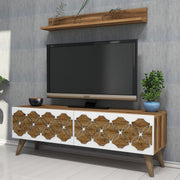 Móvel de TV moderno – 120 cm – nogueira – painel de partículas revestido em melamina