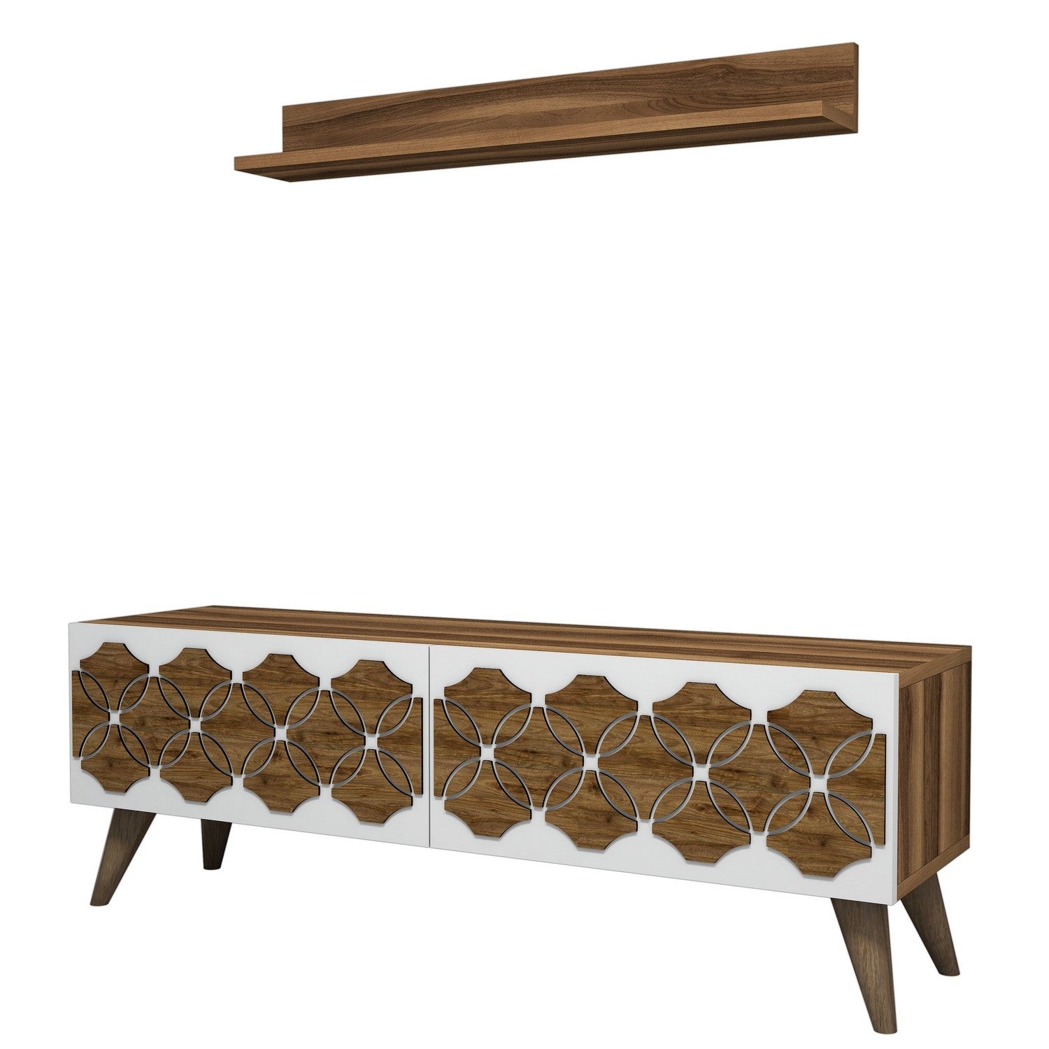 Móvel de TV moderno – 120 cm – nogueira – painel de partículas revestido em melamina