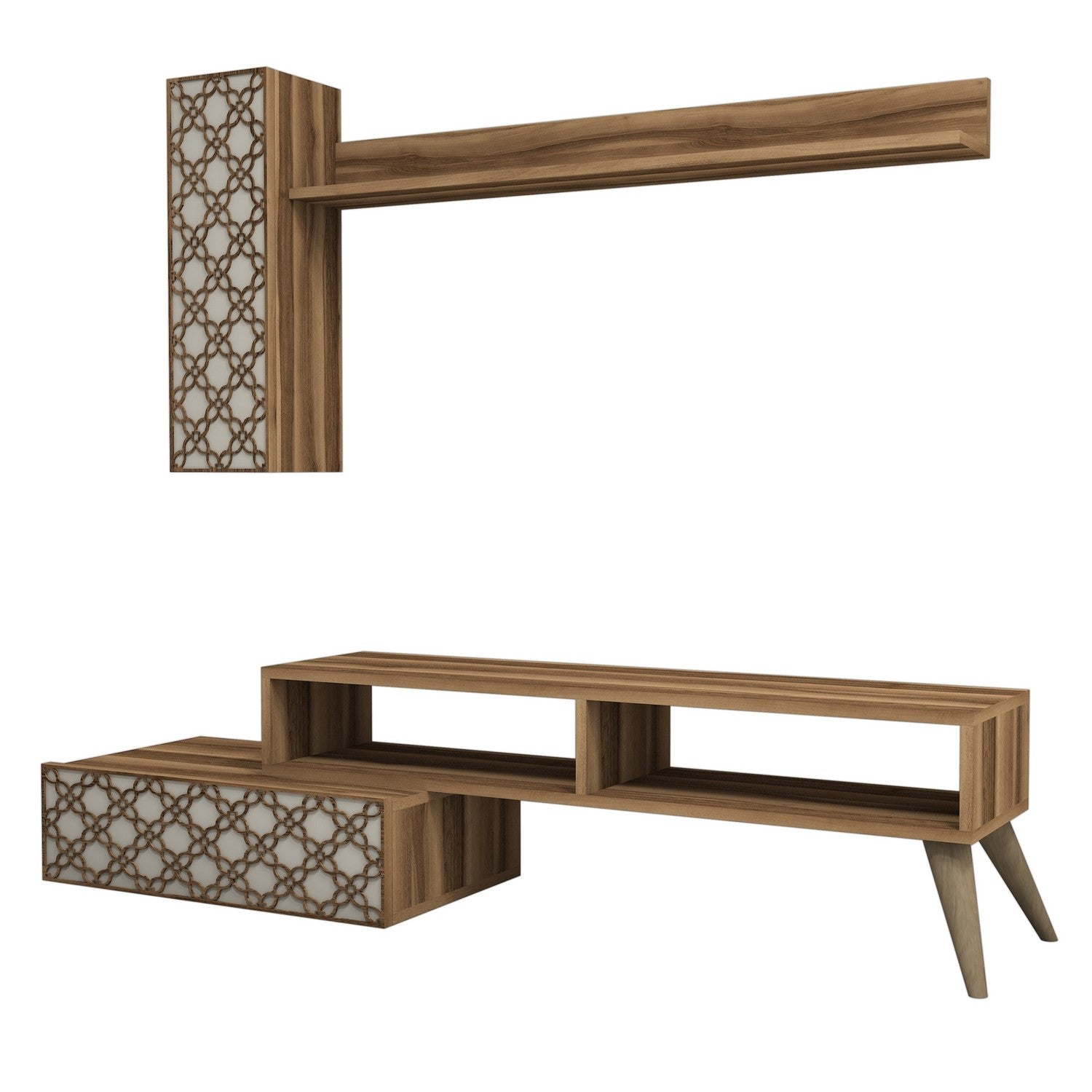 Móvel de TV moderno – 150 cm – nogueira e creme – 100% revestido em melamina