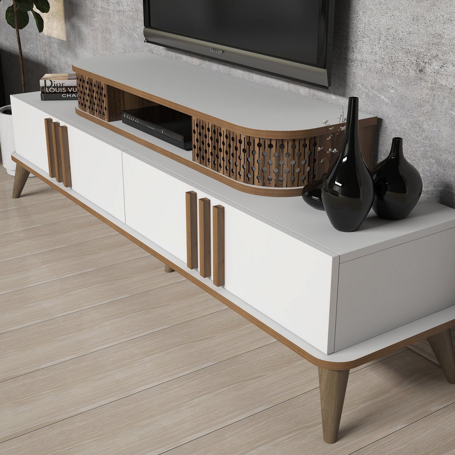 Móvel de TV moderno – 168 cm – branco – 100% revestido em melamina