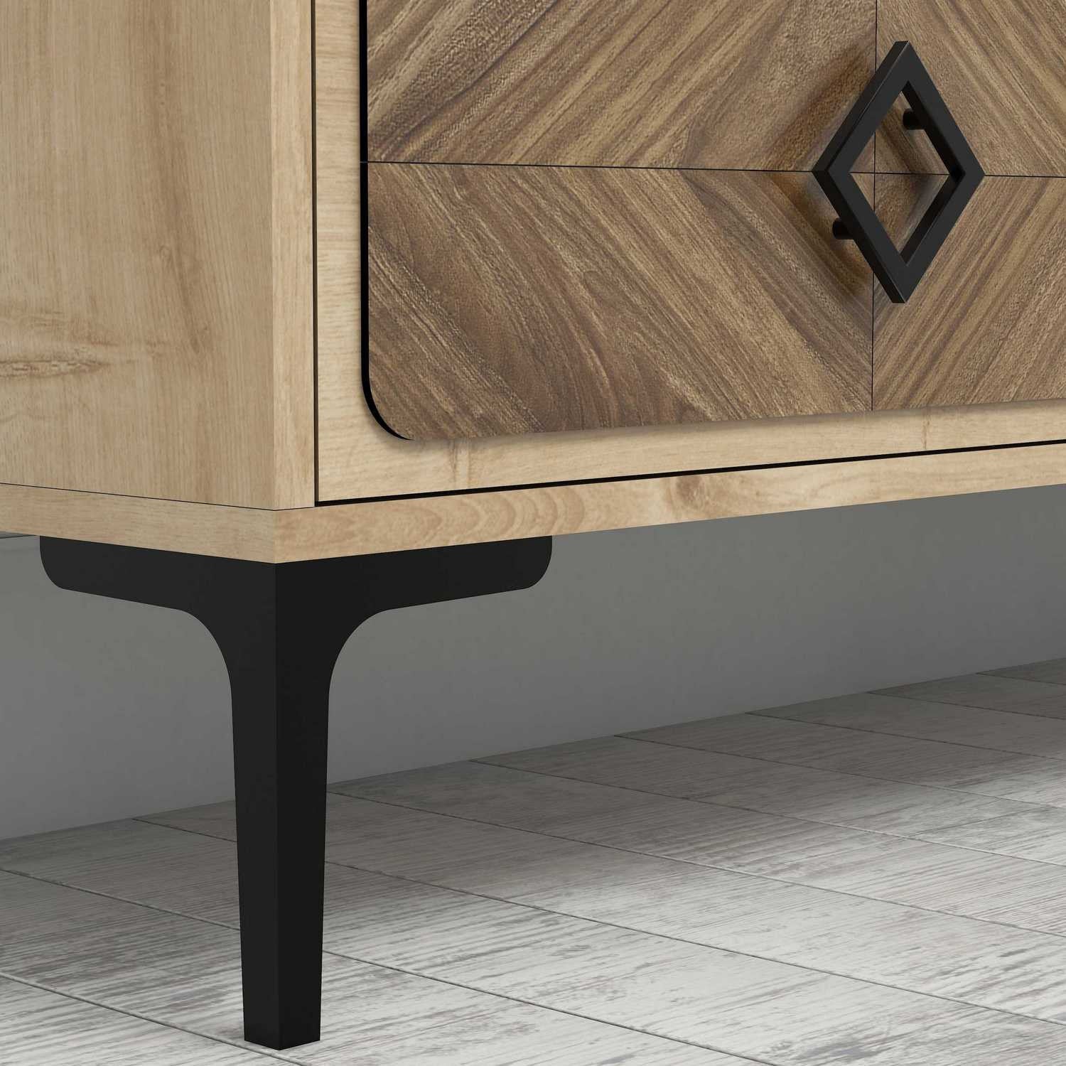 Móvel de TV moderno – 180 cm x 52 cm x 35 cm – Carvalho – Melamina