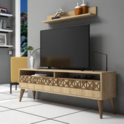 Móvel de TV moderno – 150 cm de largura – cor de carvalho – painel de partículas revestido a melamina