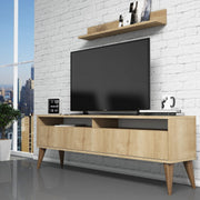 Móvel de TV moderno – 150 cm x 50 cm x 30 cm – Carvalho – Painel de partículas revestido a melamina