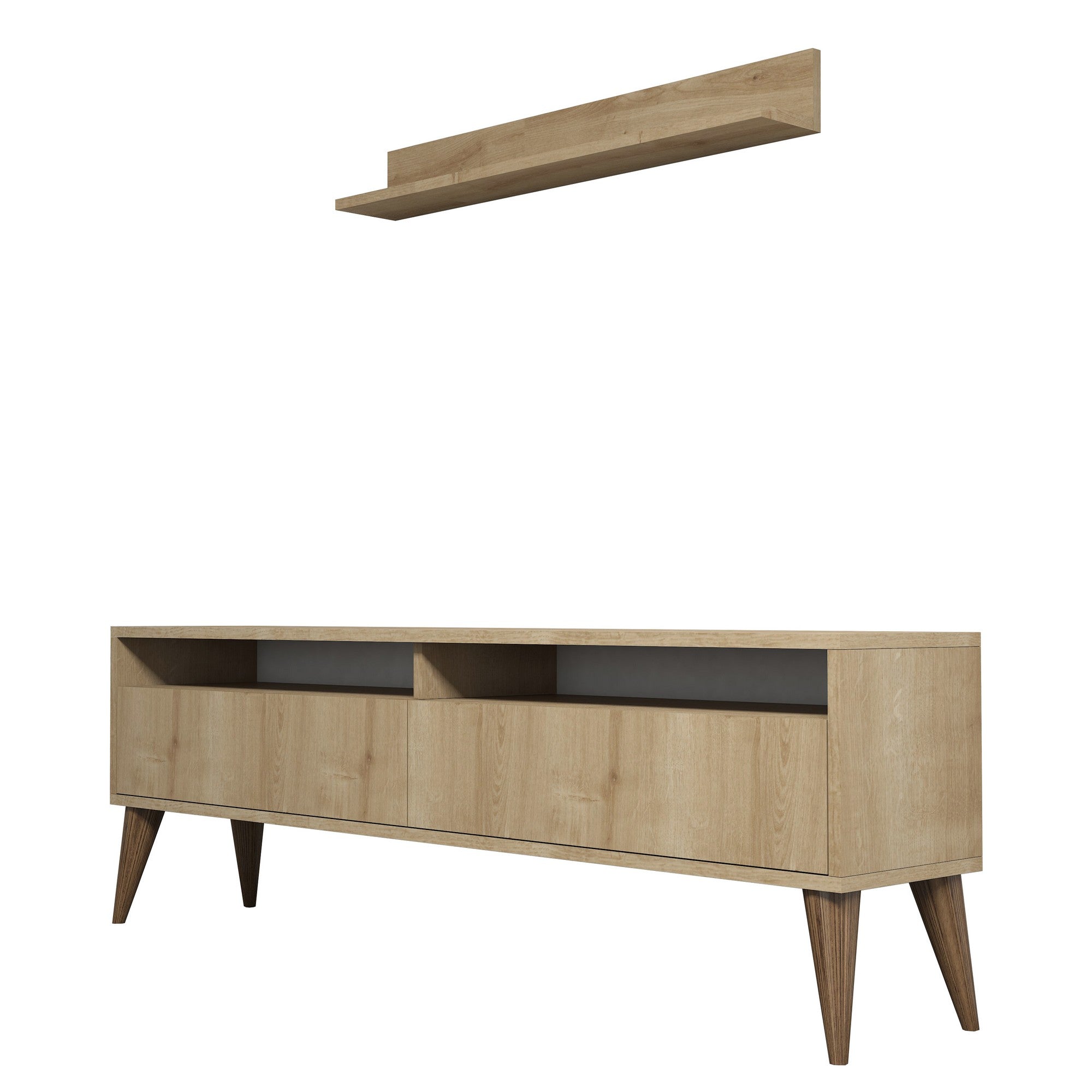 Móvel de TV moderno – 150 cm x 50 cm x 30 cm – Carvalho – Painel de partículas revestido a melamina