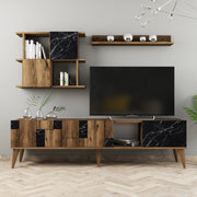 Móvel de TV moderno – 180 cm – nogueira e preto – melamina