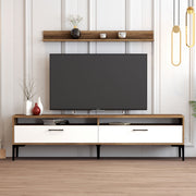 Móvel de TV moderno – 180 cm – nogueira e branco – melamina