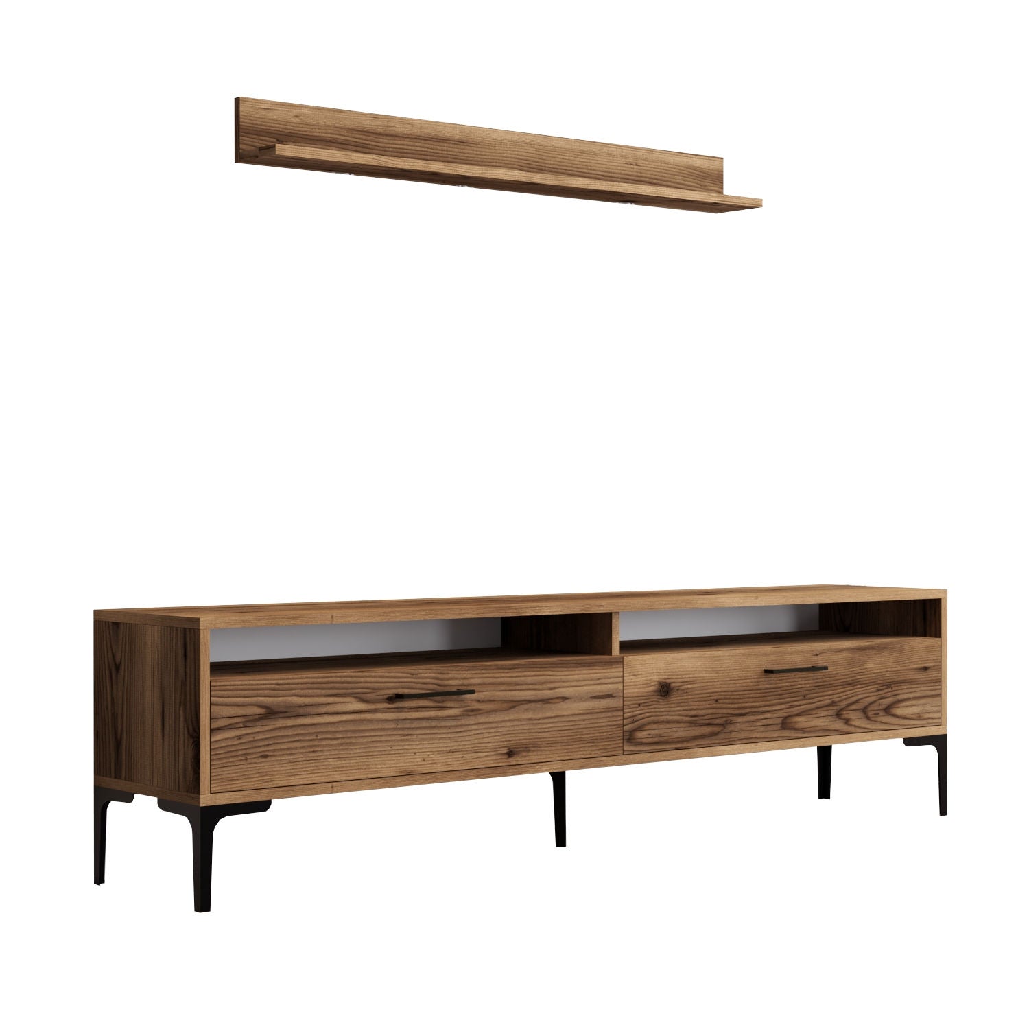 Móvel de TV – 180 cm – Nogueira – Painel de partículas revestido em melamina