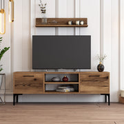 Móvel de TV em nogueira com pés de metal – 140 cm de largura – 18 mm de espessura – painel de partículas revestido a melamina