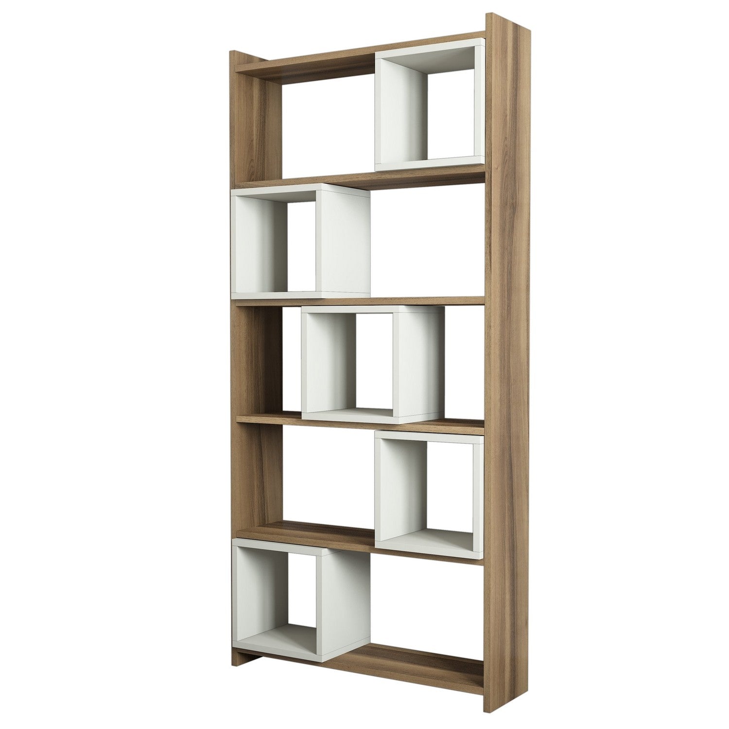 Estante de livros – 80 x 170 x 22 cm – Nogueira e Creme – Painéis de partículas revestidos a melamina