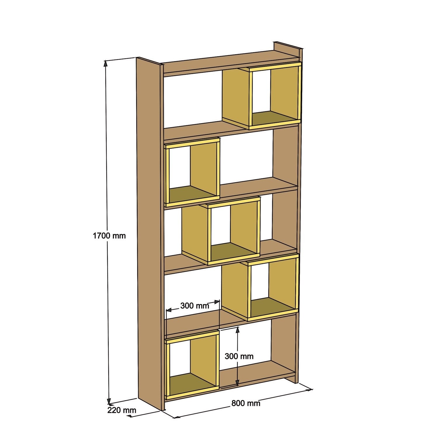 Estante de livros – 80 x 170 x 22 cm – Nogueira e Creme – Painéis de partículas revestidos a melamina
