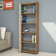 Estante moderna – 64,6 x 170 x 24,2 cm – Nogueira e Branca – MDF revestido de melamina