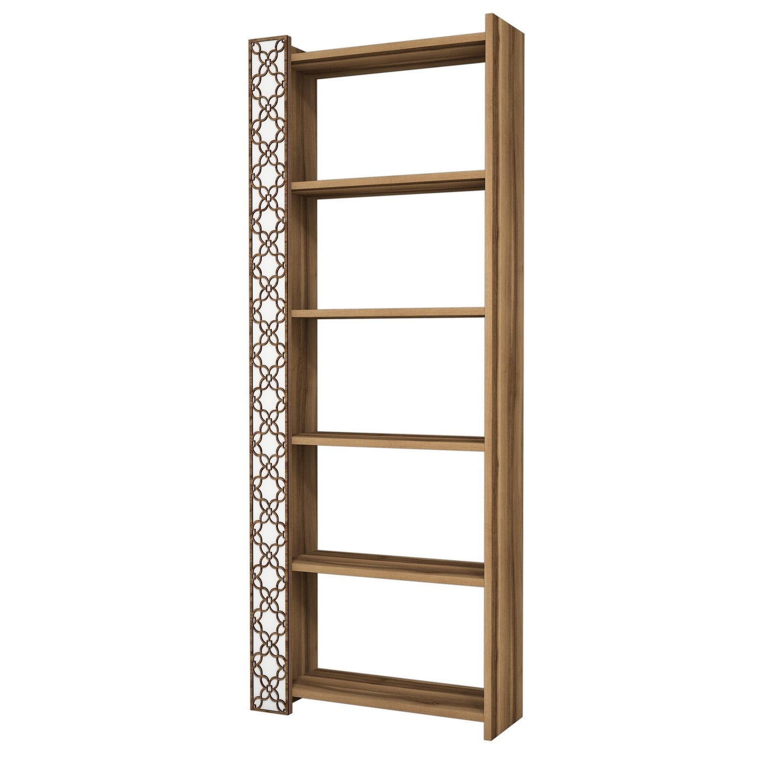 Estante moderna – 64,6 x 170 x 24,2 cm – Nogueira e Branca – MDF revestido de melamina