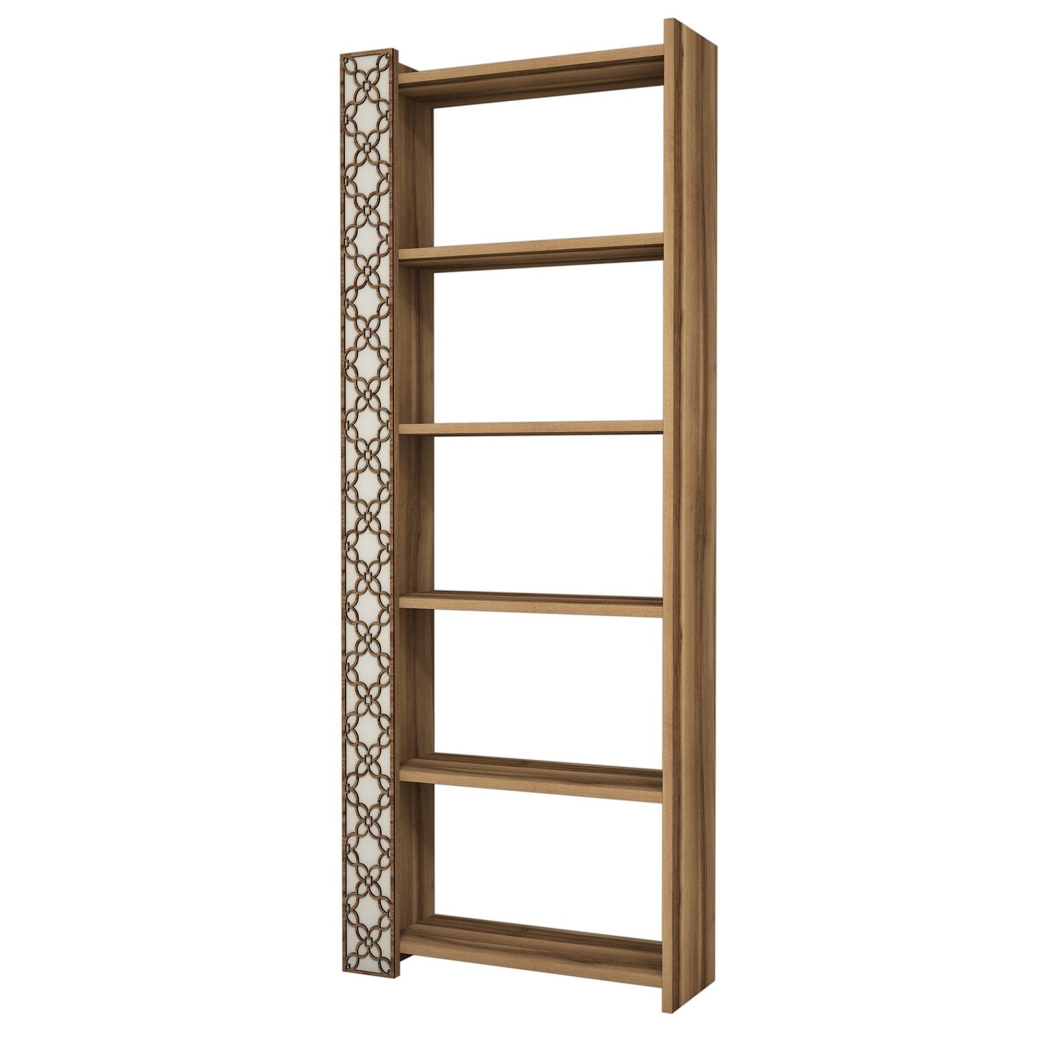 Estante moderna – 64,6 x 170 x 24,2 cm – nogueira e creme – painel de partículas