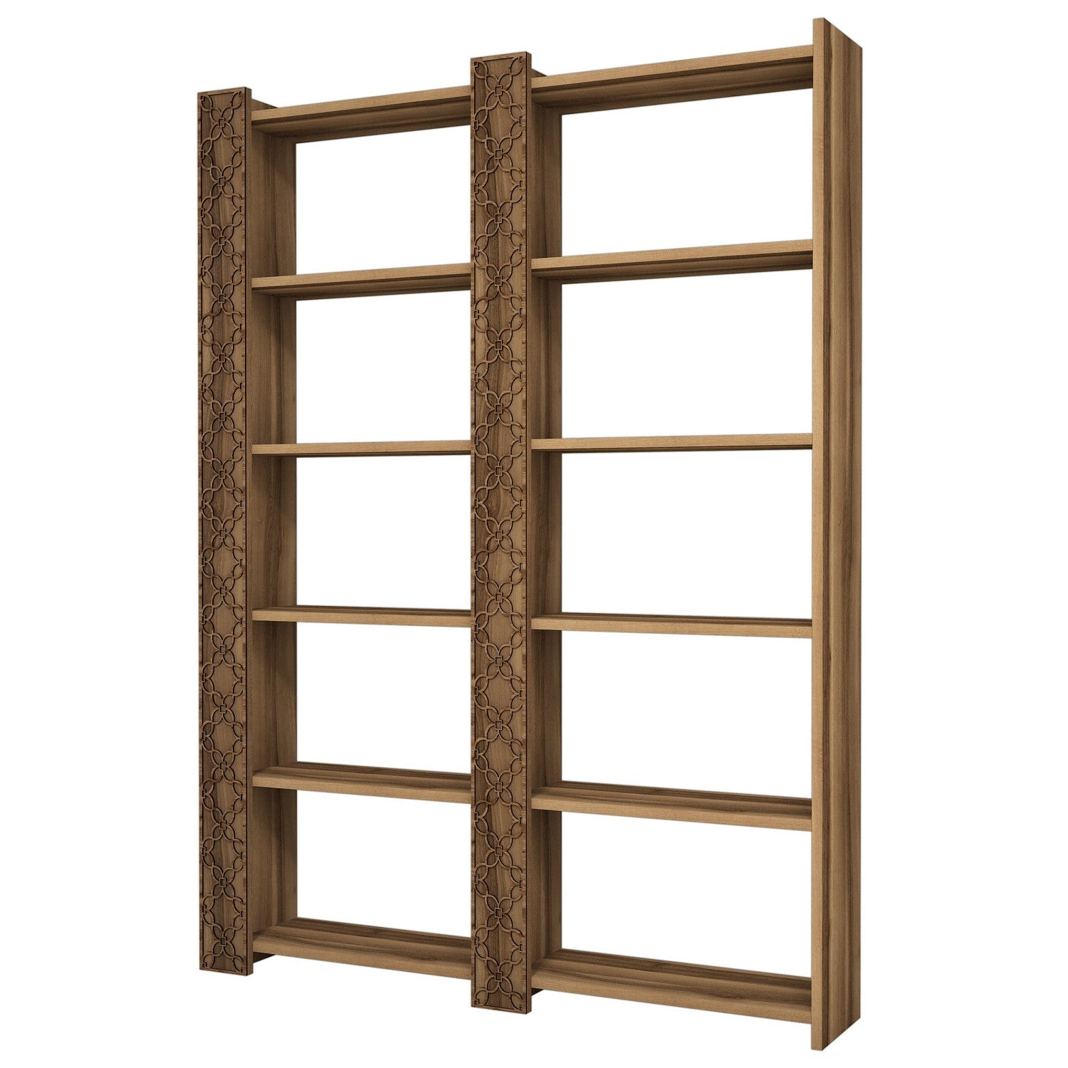 Estante moderna em melamina – 124,6 x 170 x 24,2 cm – Nogueira