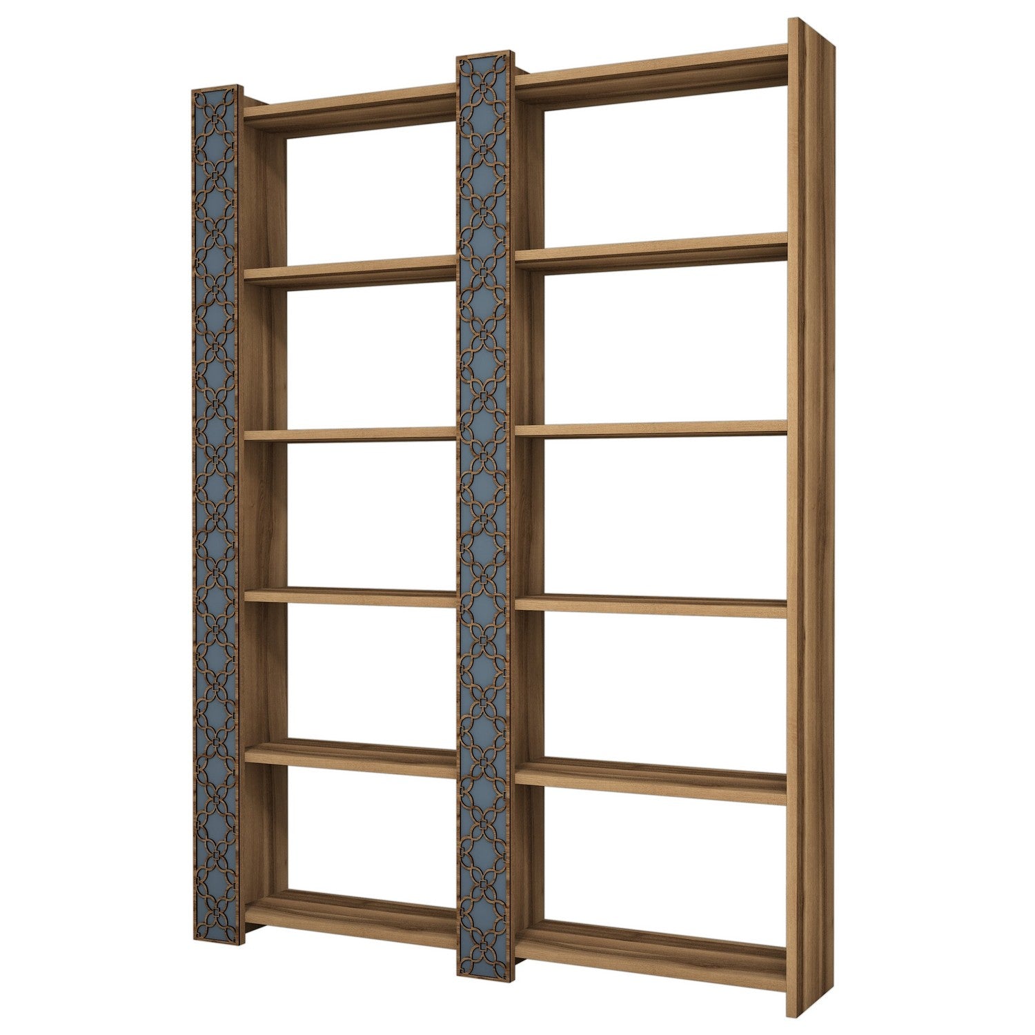 Estante moderna – 124,6 x 170 x 24,2 cm – Nogueira e Calcedónia – Melamina