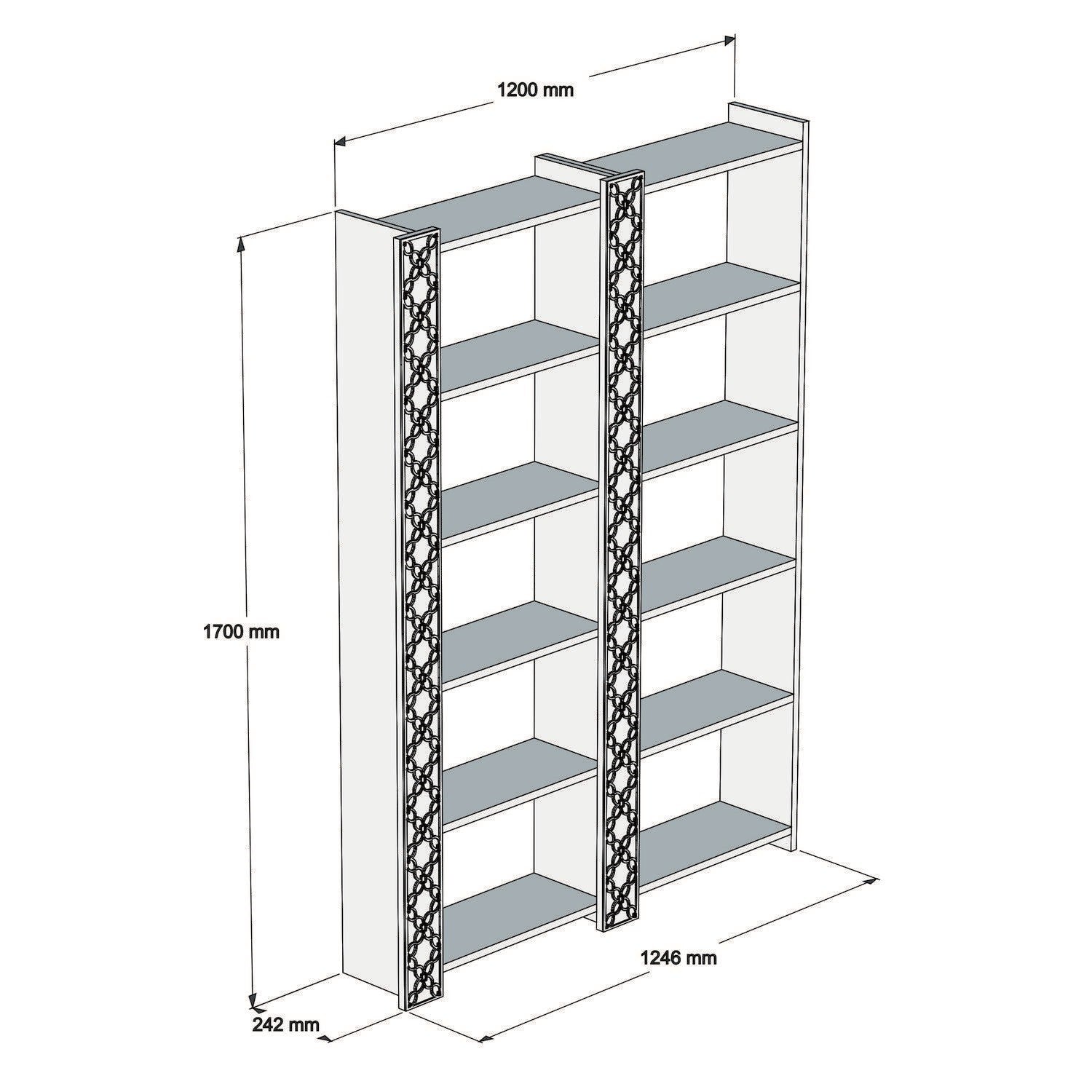 Estante moderna – 124,6 x 170 x 24,2 cm – Nogueira e Calcedónia – Melamina