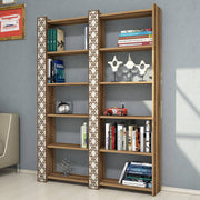 Estante moderna – 124,6 x 170 x 24,2 cm – nogueira e creme – melamina
